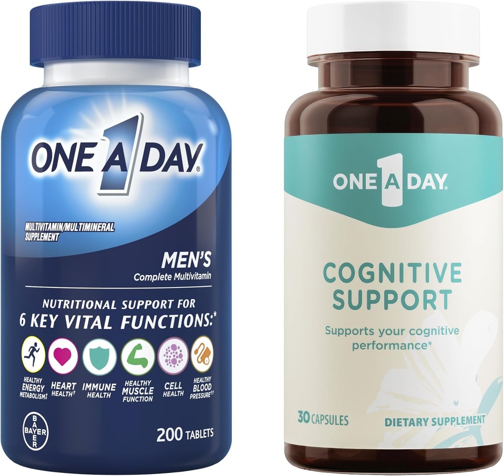 One A Day Bundle - One A Day Men’s Multivitamin 200 Count Tablets and One A Day Cognitive Supplement, 30 Capsules 2