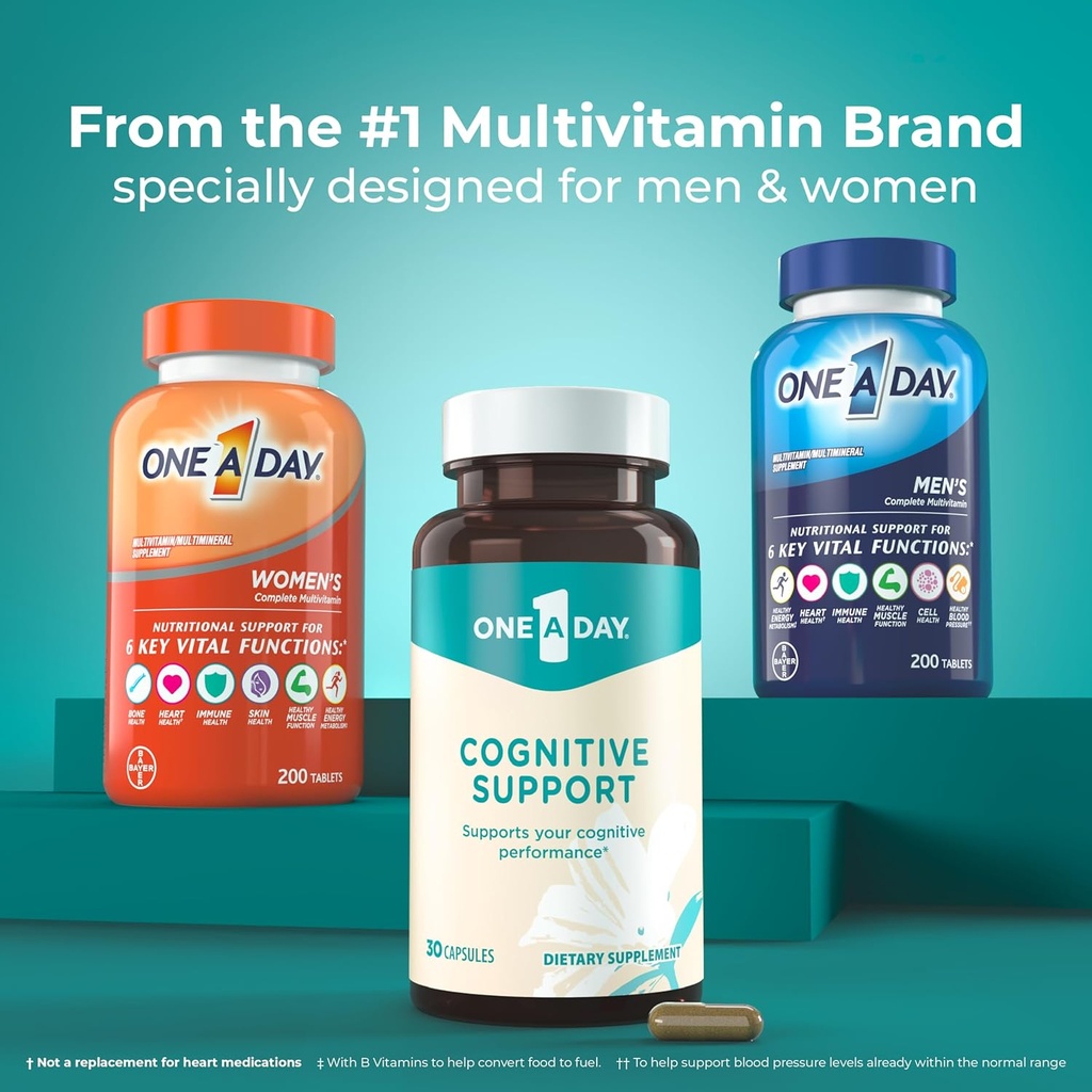 One A Day Bundle - One A Day Men’s Multivitamin 200 Count Tablets and One A Day Cognitive Supplement, 30 Capsules 3