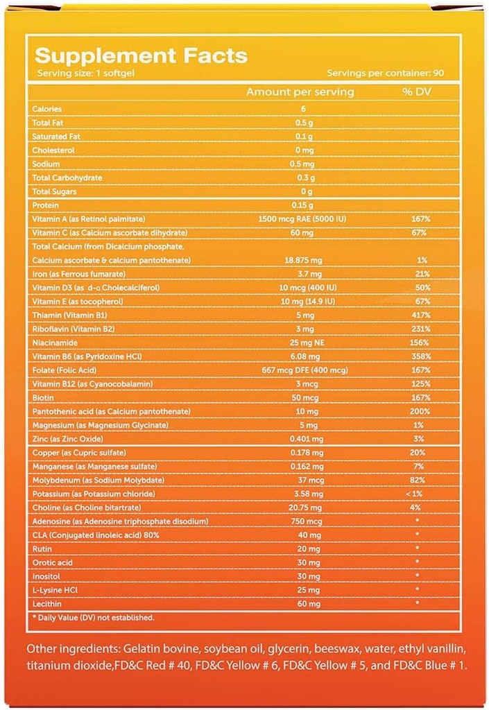 Vivioptal Multi, 90 Softgels (1 Year Supply), Multivitamin & Multimineral, Gluten Free, German Formula 5