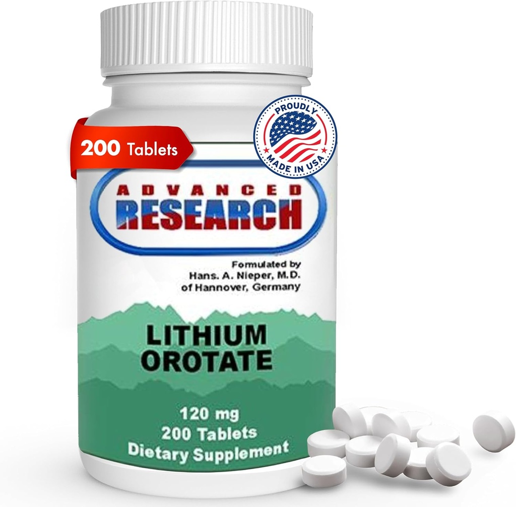 Dr. Hans Nieper Lithium Orotate 5mg, 200 Count, Lab Tested, Non-GMO, Gluten Free, Vegan Friendly, Supports Brain Health 2
