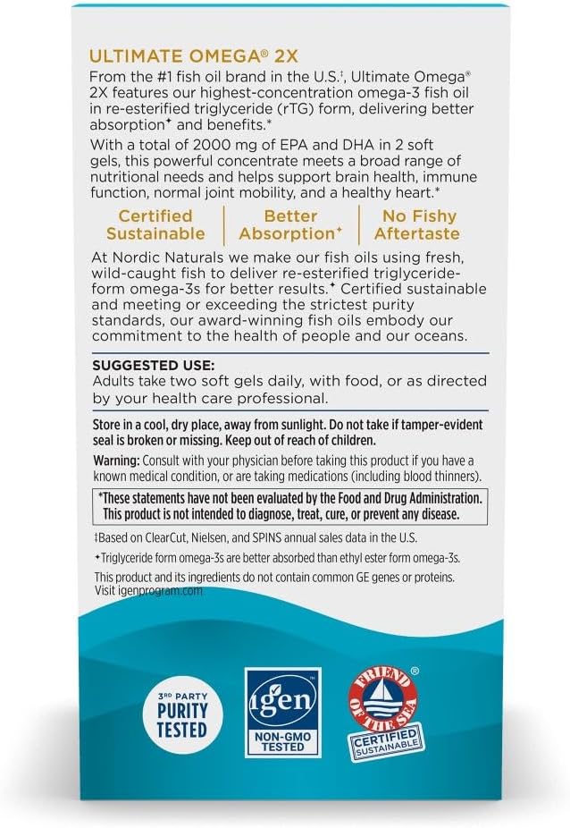 Nordic Naturals Ultimate Omega 2X, Lemon Flavor - 180 Soft Gels - 2150 mg Omega-3 - High-Potency Fish Oil with EPA & DHA - Promotes Brain & Heart Health - Non-GMO - 90 Servings 4