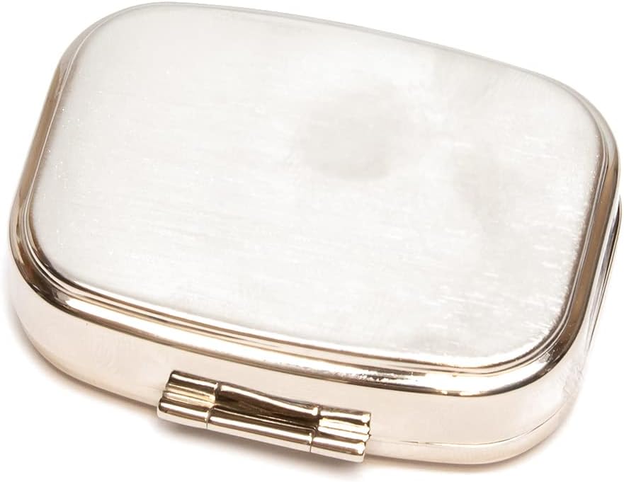 9339 Square Small Pill Box Organizer Black Silver Casino Dice & Cards Women Travel Pill Case Purse Pocket Container Daily Portable Medicine Vitamin Box Medication Supplement Mini Storage 4