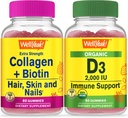 WellYeah Collagen+Biotin + Organic Vitamin D3, Gummies Bundle - Great Tasting, Vitamin Supplement, Gluten Free, GMO Free, Chewable Gummy 2