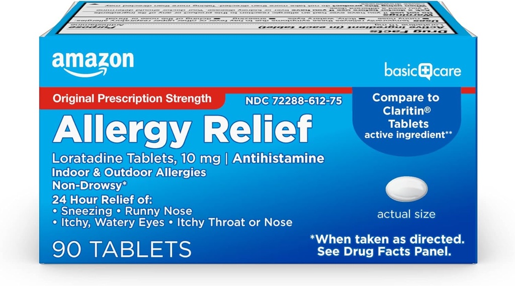 Basic Care Allergy Relief Loratadine Tablets 10 mg, 90 Count (Packaging may vary) 2