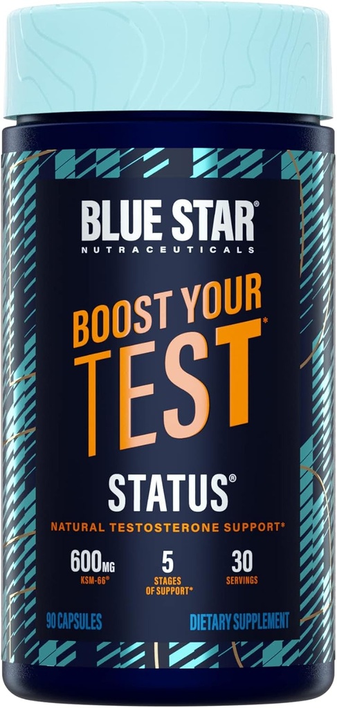 Blue Star Nutraceuticals Status - Testosterone Booster for Men - w/KSM 66 Ashwagandha - Invigorate Stamina, Muscle Growth & Energy | Natural Test Booster Support - 90 Veggie Capsules 2
