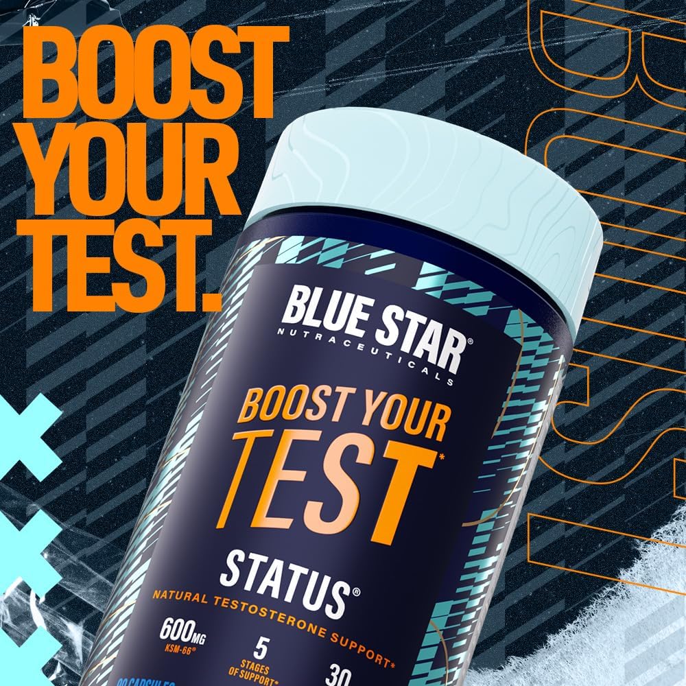 Blue Star Nutraceuticals Status - Testosterone Booster for Men - w/KSM 66 Ashwagandha - Invigorate Stamina, Muscle Growth & Energy | Natural Test Booster Support - 90 Veggie Capsules 3