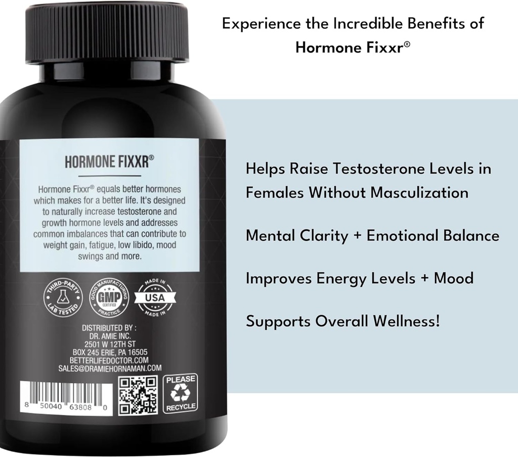 Hormone Support by Dr. Amie | Women's Testosterone Booster | 30 Day Supply, 90 Capsules 5