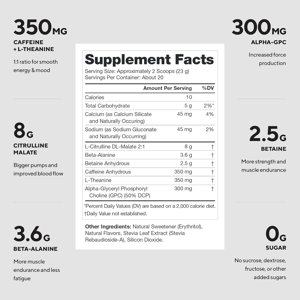 LEGION- All Natural Nitric Oxide Preworkout Drink to Boost Energy, Creatine Free, Naturally Sweetened, Beta Alanine, Citrulline, Alpha GPC (Lemon Lime) 3