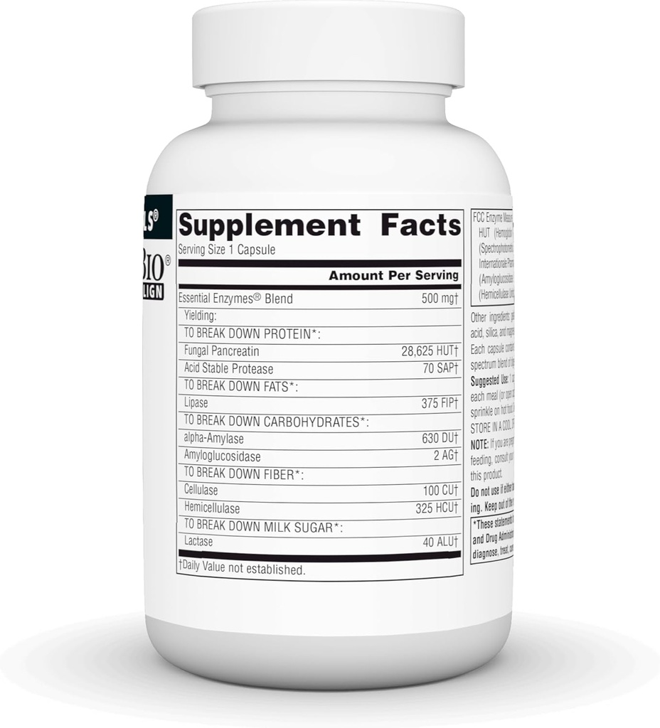 Source Naturals Essential Enzymes 500mg Bio-Aligned Multiple Supplement Herbal Defense for Digestion, Gas & Constipation Relief - Strong Immune System Support* - 120 Capsules 4