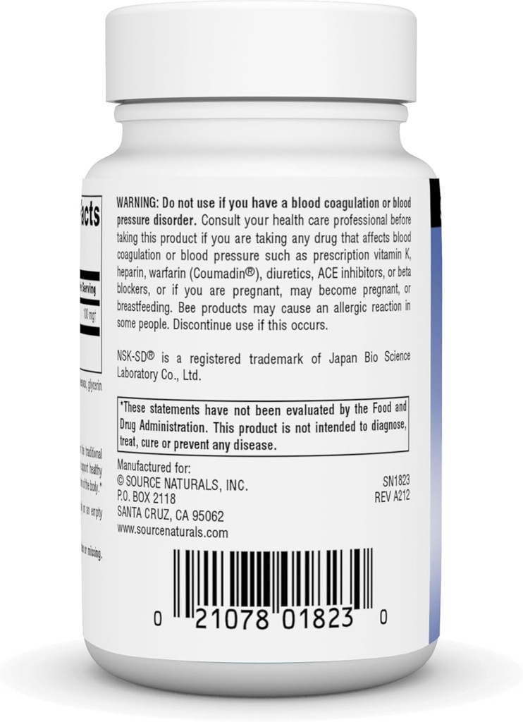Source Naturals NSK-SD Nattokinase, Systemic Enzyme for Healthy Circulation*, 50 mg - 60 Softgels 4
