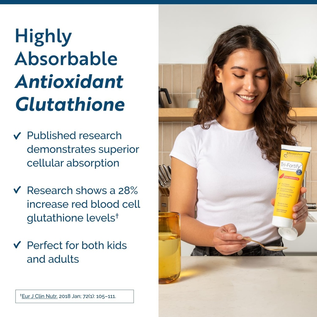 Researched Nutritionals Liposomal Glutathione (450mg) Liquid Gel + Vitamin C - Tri-Fortify - Aid Natural Energy, Immune Support & Detox - Clinically Researched for Absorption - Watermelon (5 Fl Oz) 3