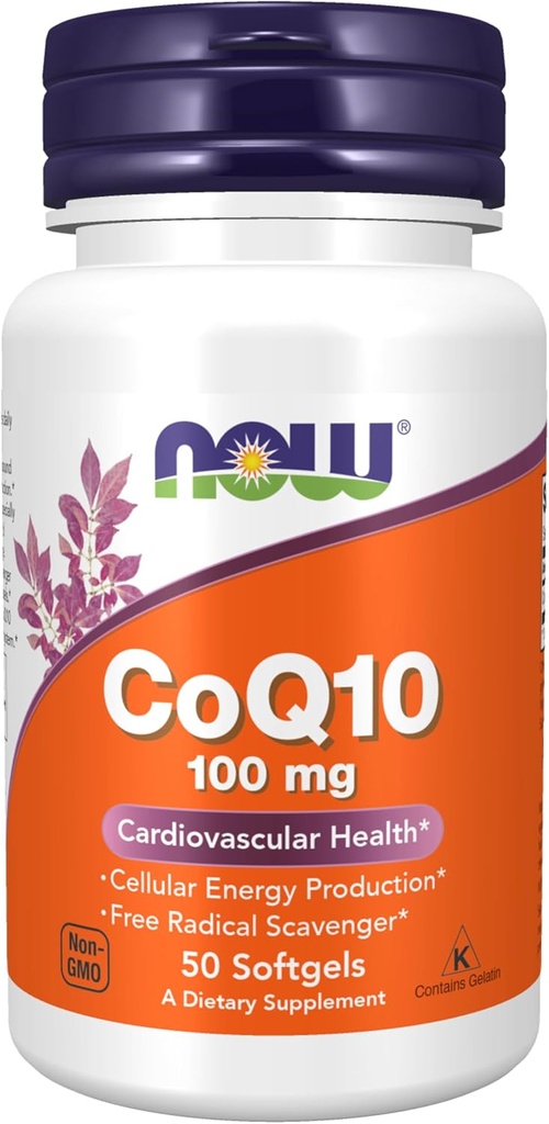 NOW Supplements, CoQ10 (Coenzyme Q10) 100 mg, Pharmaceutical Grade, Cardiovascular Health*, 50 Softgels 2