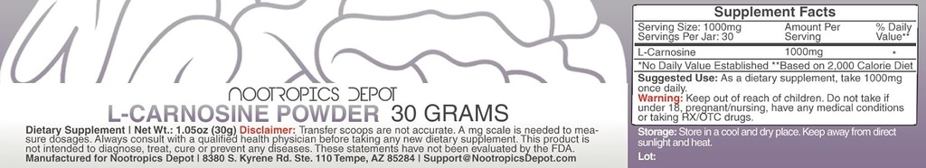 L-Carnosine Powder | 60 Grams | May Help Support Brain Health, Longevity, & Metabolism 3