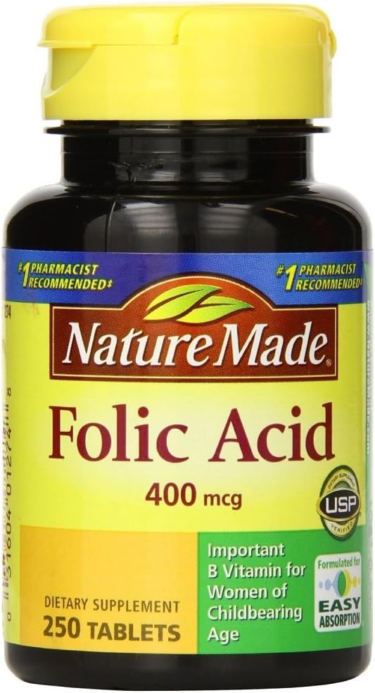 Nature Made Folic Acid 400 mcg (665 mcg DFE) Tablets, 250 Count (Pack of 3) 5