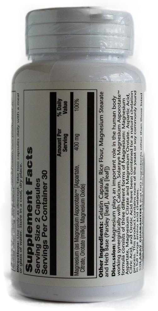 Magnesium Asporotate 400mg Solaray 60 VegCaps 3