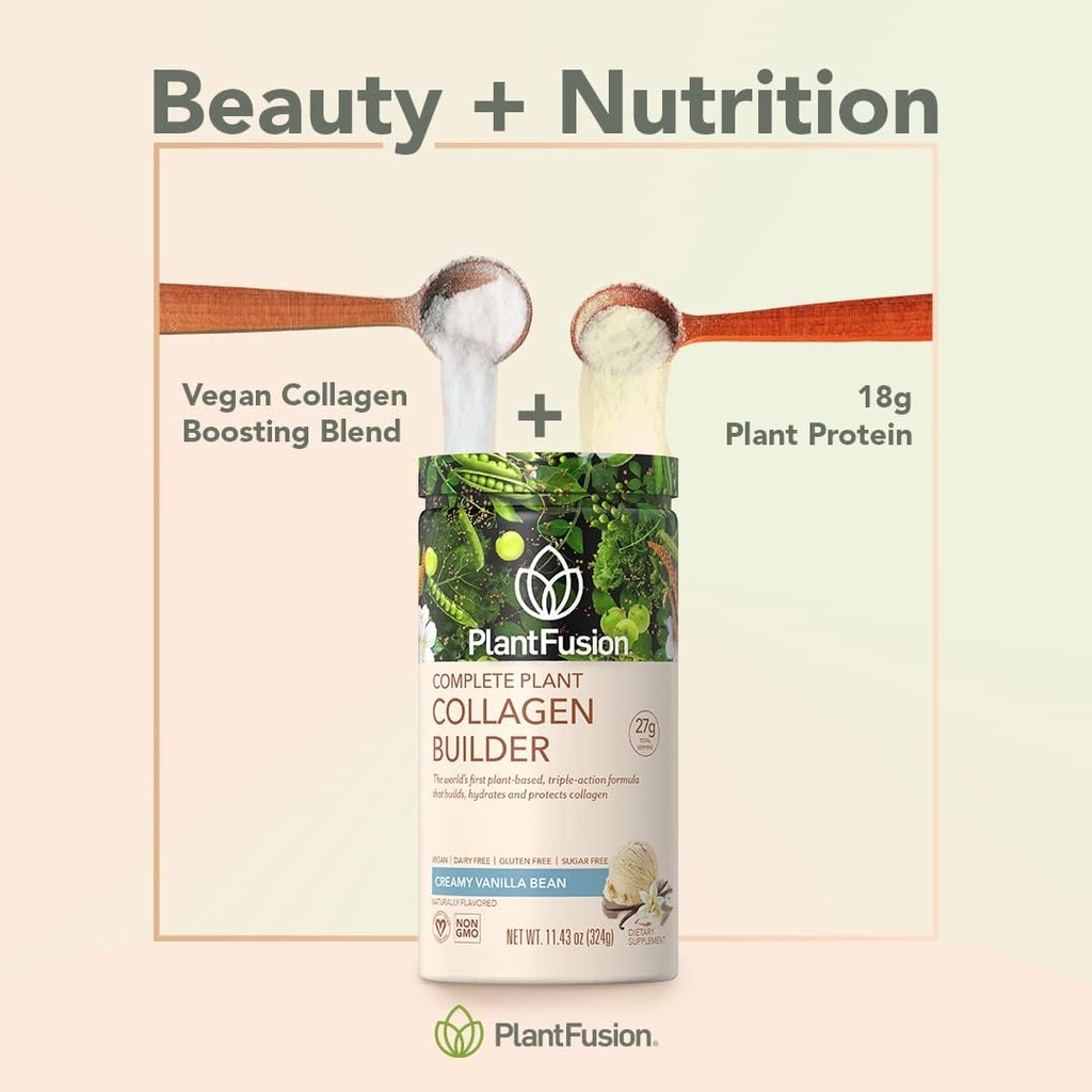 PlantFusion Vegan Collagen Powder - Plant Based Collagen Protein Powder for Muscle & Joints, Hair, Skin & Nails - Keto, Gluten Free, Soy Free, Non-Dairy, No Sugar, Non-GMO - Vanilla 11.43 oz 4