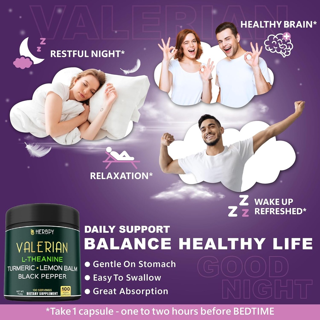 Bundle 5in1 Valerian Root Supplement & 6in1 Beet Root Capsules - Support Restful Night, Heart Health, Digestive and Immune 5