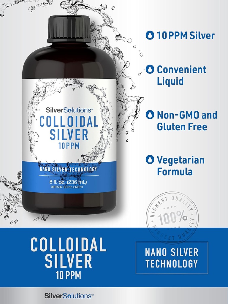 Carlyle Colloidal Silver | 10 PPM | 8 oz (236 mL) | Nano Silver Technology Solutions | Vegetarian, Non-GMO, & Gluten Free Supplement 4