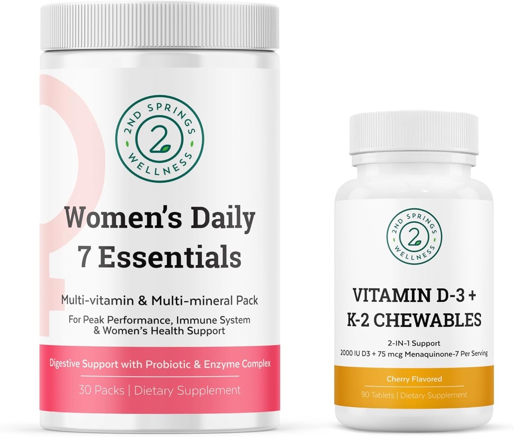 Women's Daily 7 Essentials & Vitamin D3 + K2 Chewables Bundle 2