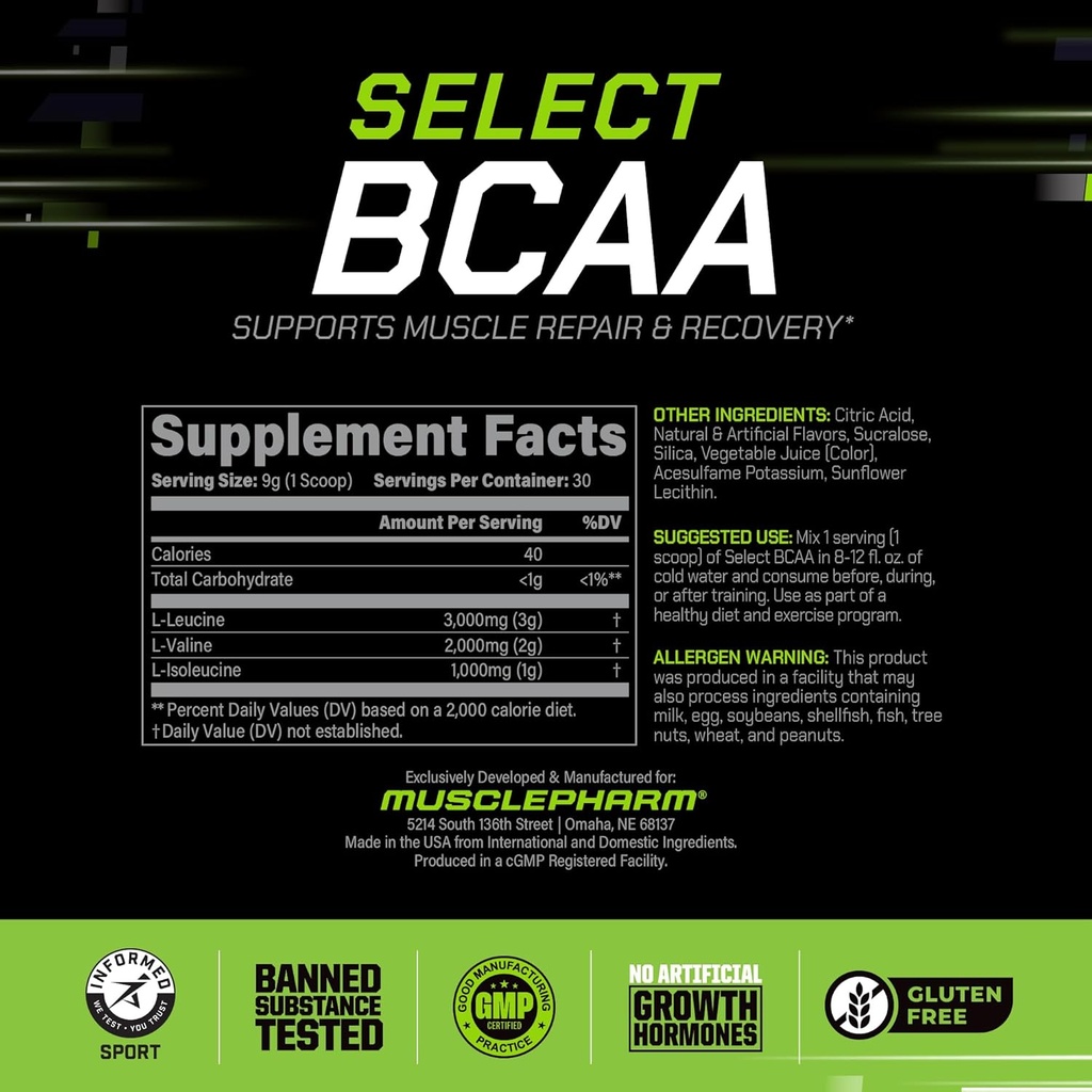 MusclePharm Essentials BCAA Powder, Pre & Post Workout Recovery Drink, Supports Muscle Recovery & Energy, Essential Amino Acids, 30 Serv, Fruit Punch 4