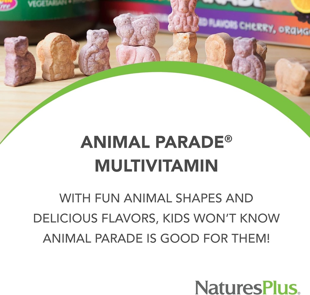 Natures Plus Animal Parade Children's Chewable Multivitamin - 90 Animal-Shaped Tablets - Natural Assorted Flavors - Vegetarian, Gluten Free - 45 Servings 4