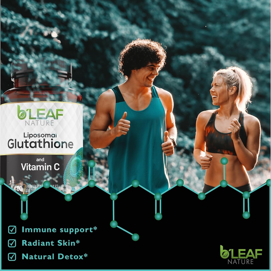 B'LEAF NATURE Pure Fusion of Liposomal Glutathione & Vitamin C Capsules - Better Absorption, Age-Defying Antioxidant for Immune Boost & Radiant Skin Health - Natural & Organic - 60 Count 5