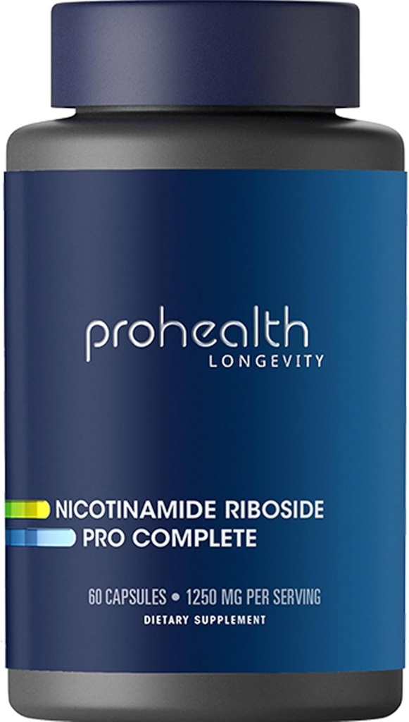 ProHealth Nicotinamide Riboside Pro Complete NAD+ Supplement. 500mg Patented Niagen NR (The Active Ingredient in NMN), Plus 250mg TMG, Plus 500mg Trans-Resveratrol. Equal to 690mg of NMN. 30 Servings 2