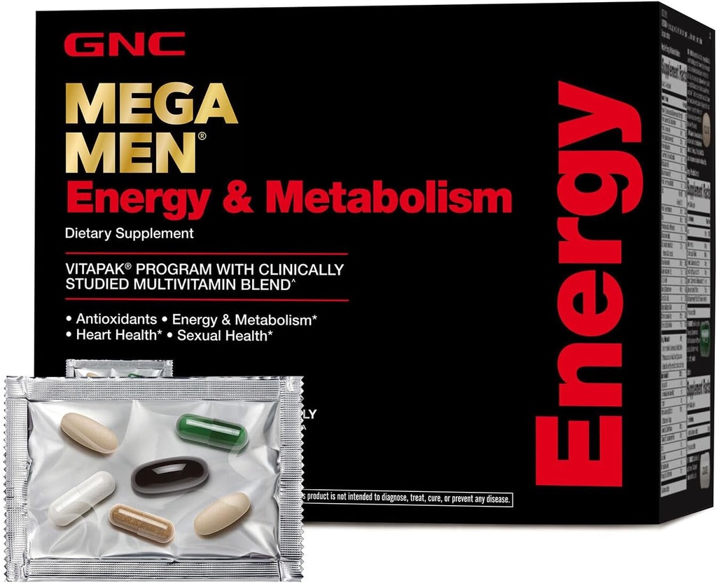 GNC Mega Men Energy and Metabolism Vitapak Program, Convenient, Complete Nutrition, 5 Products in 1 Packet, Calorie Burn, Thermogenic, 300mg Caffeine, 30 Daily Packs 2