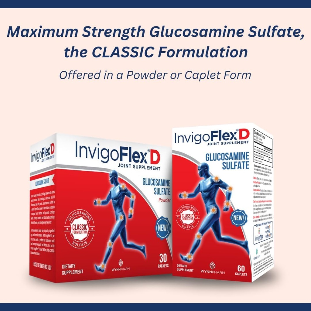 INVIGOFLEX® D - 1500mg of Glucosamine Sulfate Powder (Classic Formulation) - Premium Joint Supplement for Knees, Hands, Back, and Hip Support Packets | 30 Packets 5