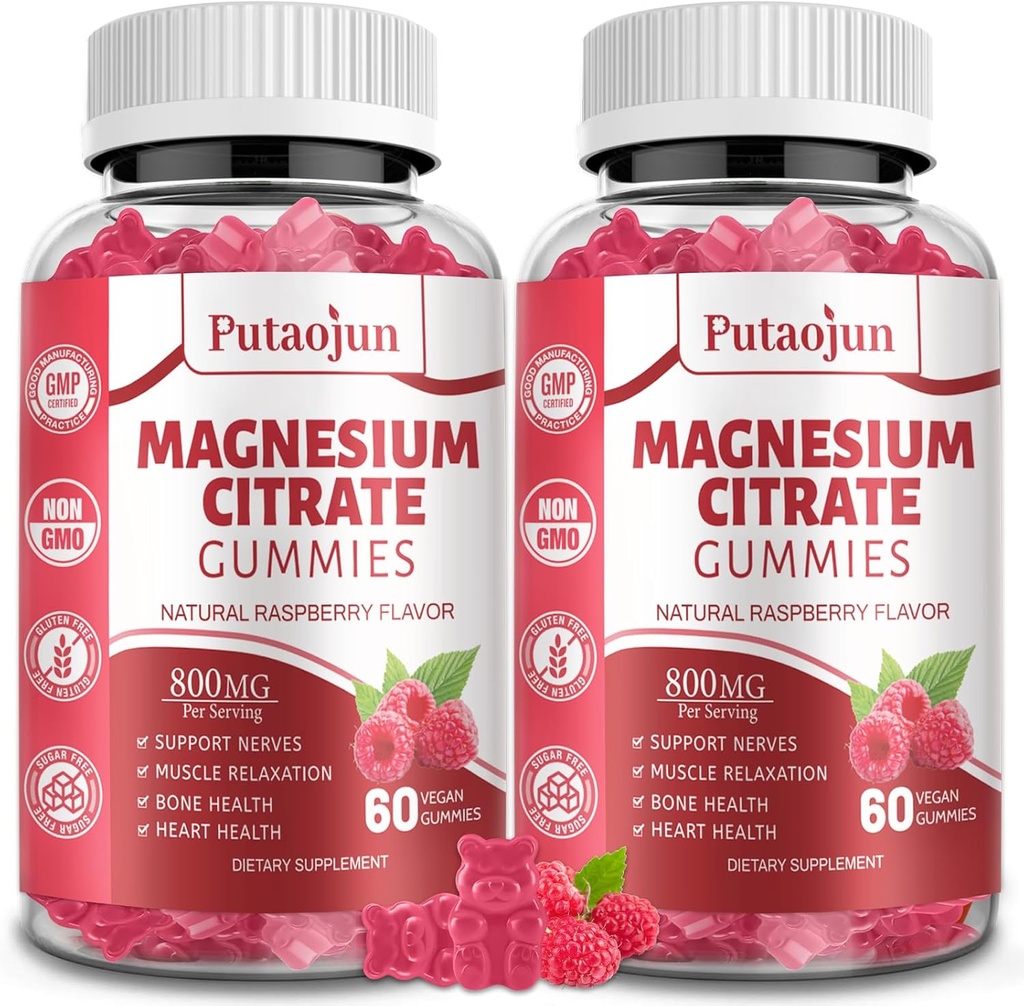 Magnesium Citrate Gummies | Magnesium Supplement for Women | High Absorption Magnesium Supplement | Vegan, Non-GMO Magnesium Gummies | 120 Raspberry Flavor (Pack of 2) 2