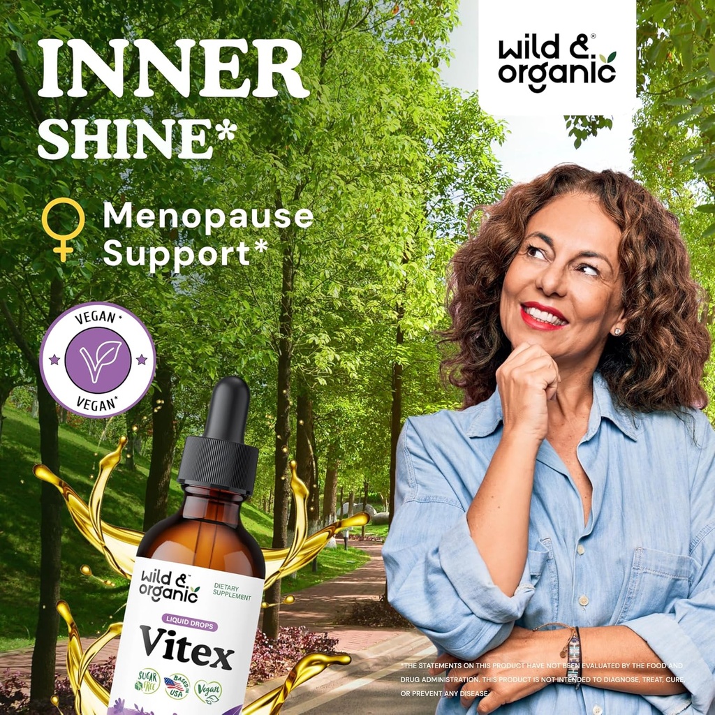 Wild & Organic Vitex Tincture - Vitex Chasteberry Supplement for Women - Liquid Chaste Tree Berry Extract for Good Mood - Vegan, Sugar & Alcohol-Free Herb Drops - 4 fl oz 3