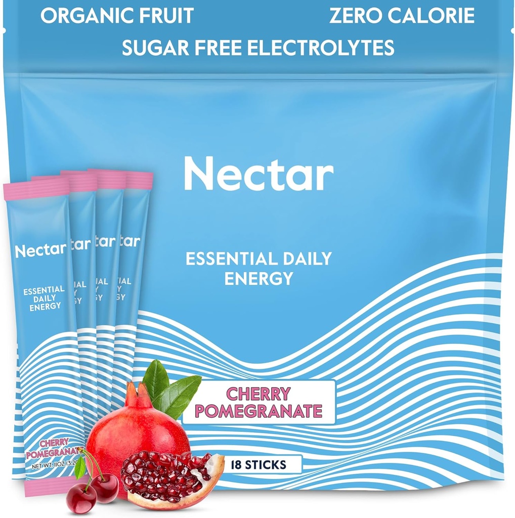 Nectar Energy Booster - Organic Caffeine, B12 & Electrolytes - Sugar Free & Zero Calorie – Healthy Coffee, Energy Drink & Soda Alternative – Hydration & Energy Supplement (Cherry Pomegranate 30 Pack) 2