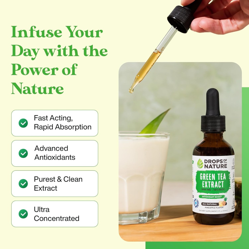 PELLA NUTRITION Sea Moss Organic Liquid Drops | Drops of Nature Green Tea Extract | Bundle 6