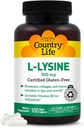 Country Life L-Lysine 500mg with B-6, Supports Immune Health, Promotes Collagen Renewal in Lips and Mouth, 100 Vegan Capsules, Certified Gluten Free, Certified Vegan 2