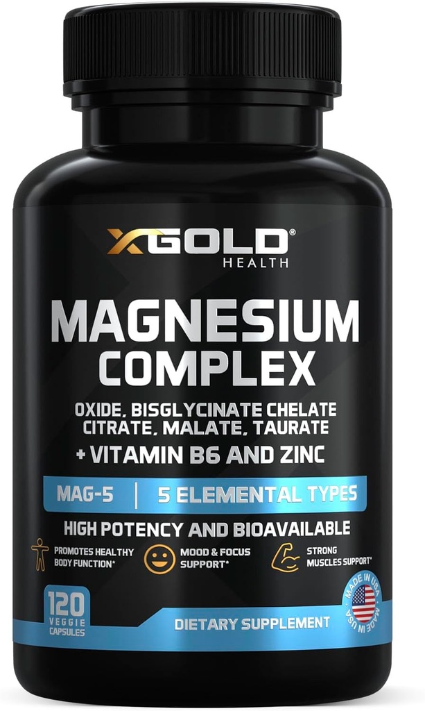 Micronized Magnesium Complex Plus B6 | Zinc Magnesium Oxide, Bisglycinate Chelate,Citrate, Malate | Taurate | Bones, Muscle, Energy,Immune System High Absorption - Made in The USA 2
