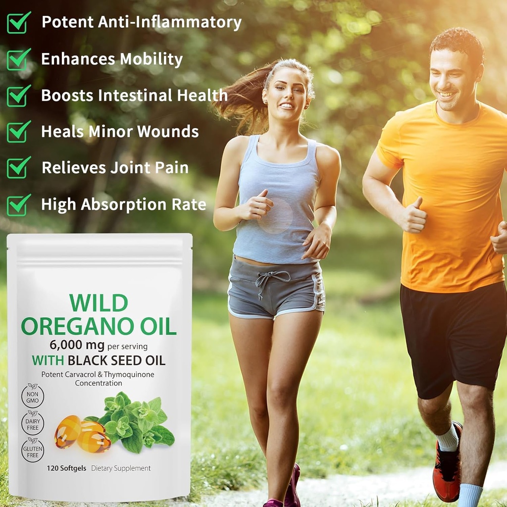 Oil of Oregano Softgels - Wild Oregano Oil 6,000mg with Black Seed Oil 200mg Capsules, 120 Count, Potent Carvacrol & Thymoquinone, Non-GMO, Dairy Free, Gluten Free 4