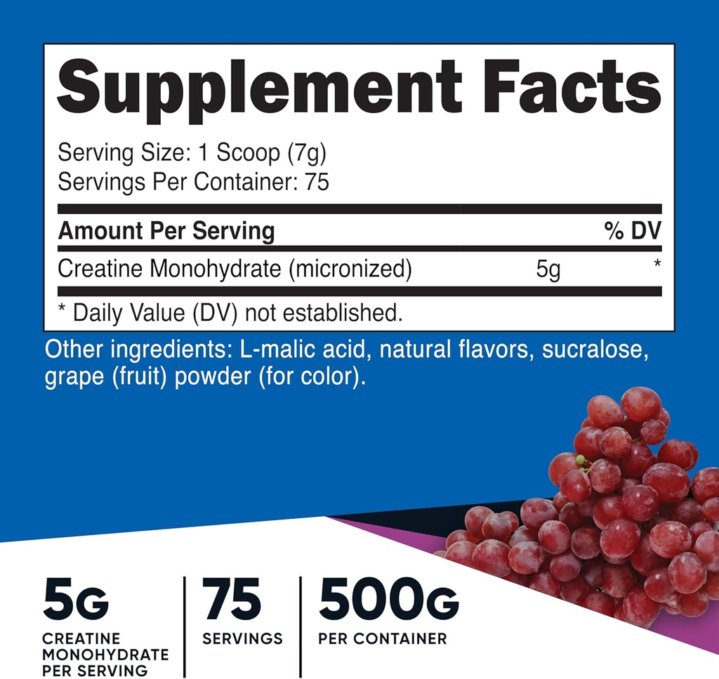 Nutricost Creatine Monohydrate Powder (Grape, 500 Gram) - Micronized Creatine Supplement - Vegan, Non-GMO, Gluten Free 3