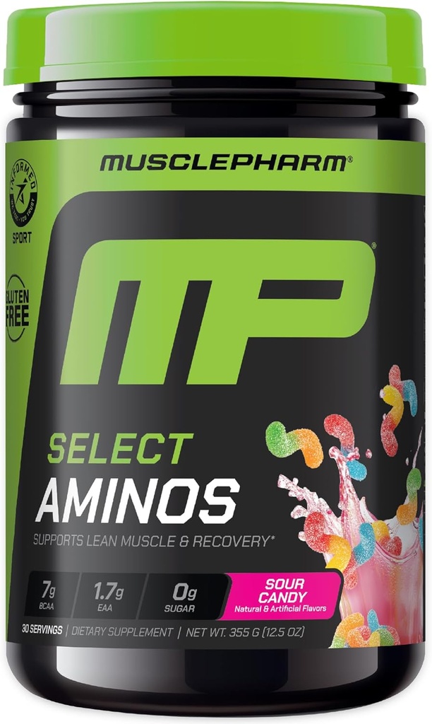 MusclePharm EAA Recovery + BCAAs, Post Workout Essential Amino Acids Powder, Pre Workout Energy Supplement for Men & Women with Branched Chain Amino Acids, 30 Servings (Sour Candy) 2