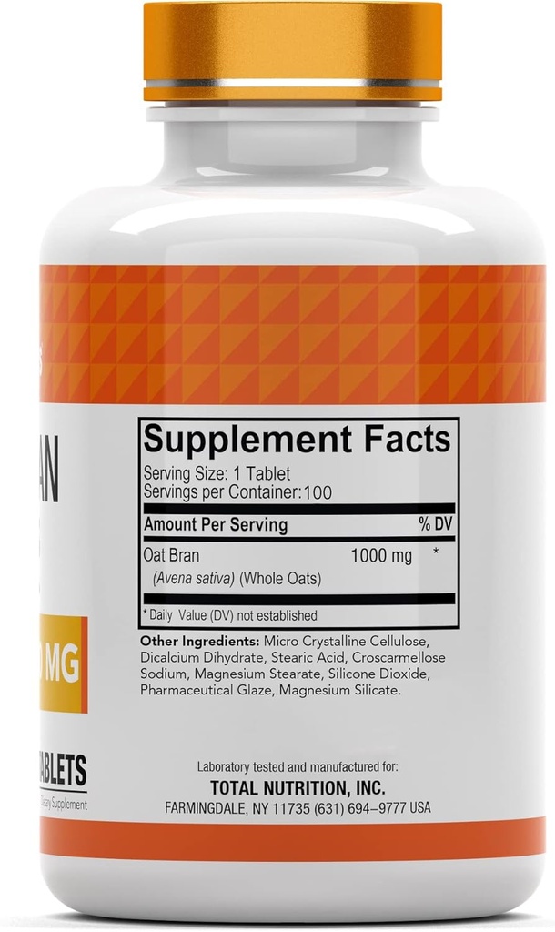 tnvitamins Oat Bran Tablets | 100 Tablets x 1,000 MG per Tablet | Oat Fiber Tablets | Soluble & Dietary Fiber Supplement | Supports Digestive Health * | High Potency Formula 3