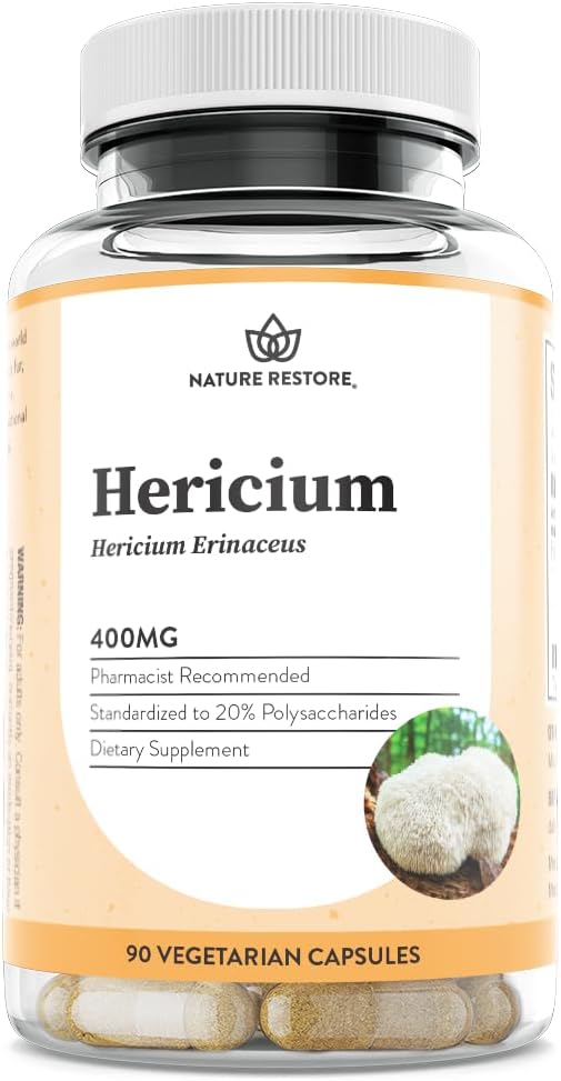 Nature Restore Hericium Erinaceus Extract Mushroom Supplement, 90 Capsules, 20% polysaccharides, Lion's Mane 2