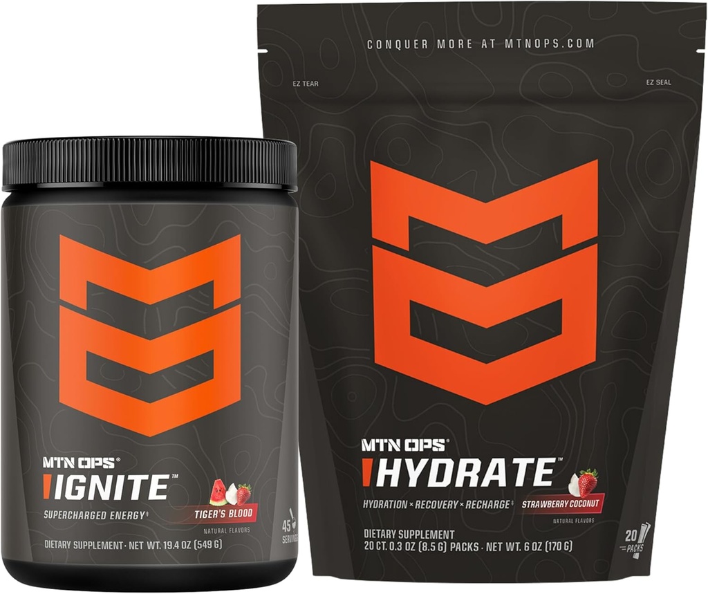 MTN OPS Ignite Tiger's Blood + Hydrate Strawberry Coconut Bundle 2