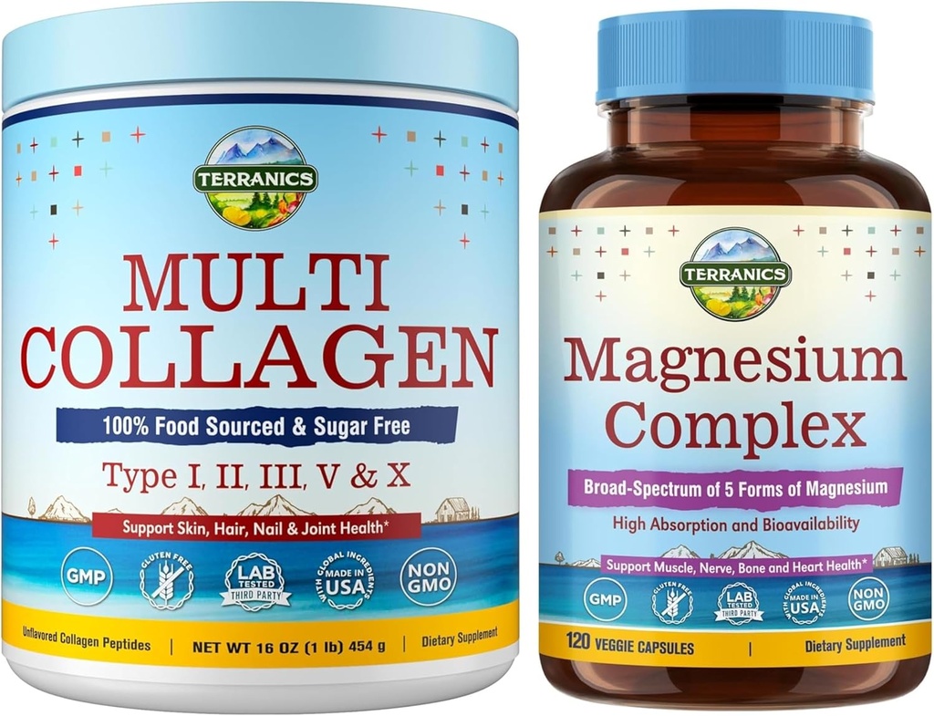 Terranics Multi Collagen Peptides Powder & 5-in-1 Magnesium Complex Supplement 2