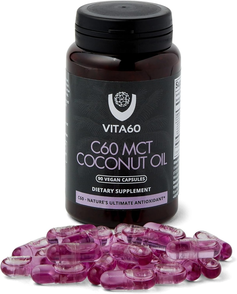 C60 Oil Capsules | Age-Defying Vitality and Antioxidant Support | 99.99% Pure Solvent Free C60 | Organic Oil | Vegan Friendly | Superior Customer Service (Coconut Oil) 2