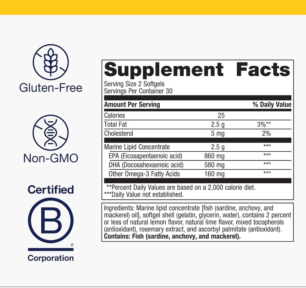 Metagenics OmegaGenics Fish Oil EPA-DHA 720 mg - Omega-3 Fish Oil Supplement - High Potency - for Heart Health, Musculoskeletal Health & Immune System Health* - with DHA & EPA - 60 Softgels 5