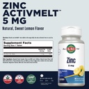 KAL Zinc 5mg ActivMelt, Immune Support Supplement with Zinc Oxide, Supports Protein Synthesis, Metabolism, Cell Growth, Immune Health, Vegetarian, Natural Lemon Flavor, 60-Day Guarantee, 60 Micro Tabs 3