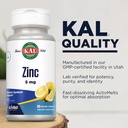 KAL Zinc 5mg ActivMelt, Immune Support Supplement with Zinc Oxide, Supports Protein Synthesis, Metabolism, Cell Growth, Immune Health, Vegetarian, Natural Lemon Flavor, 60-Day Guarantee, 60 Micro Tabs 6