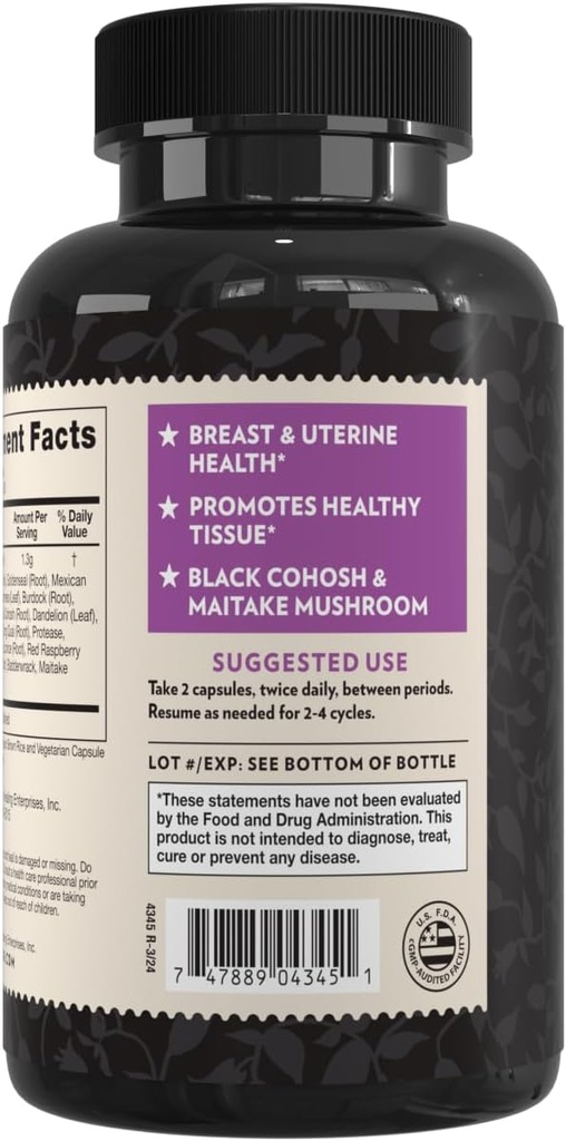 Crystal Star Fibro Defense, 60 Capsules, Black Cohosh, Breast & Uterine Health Between Periods, Non-GMO 3