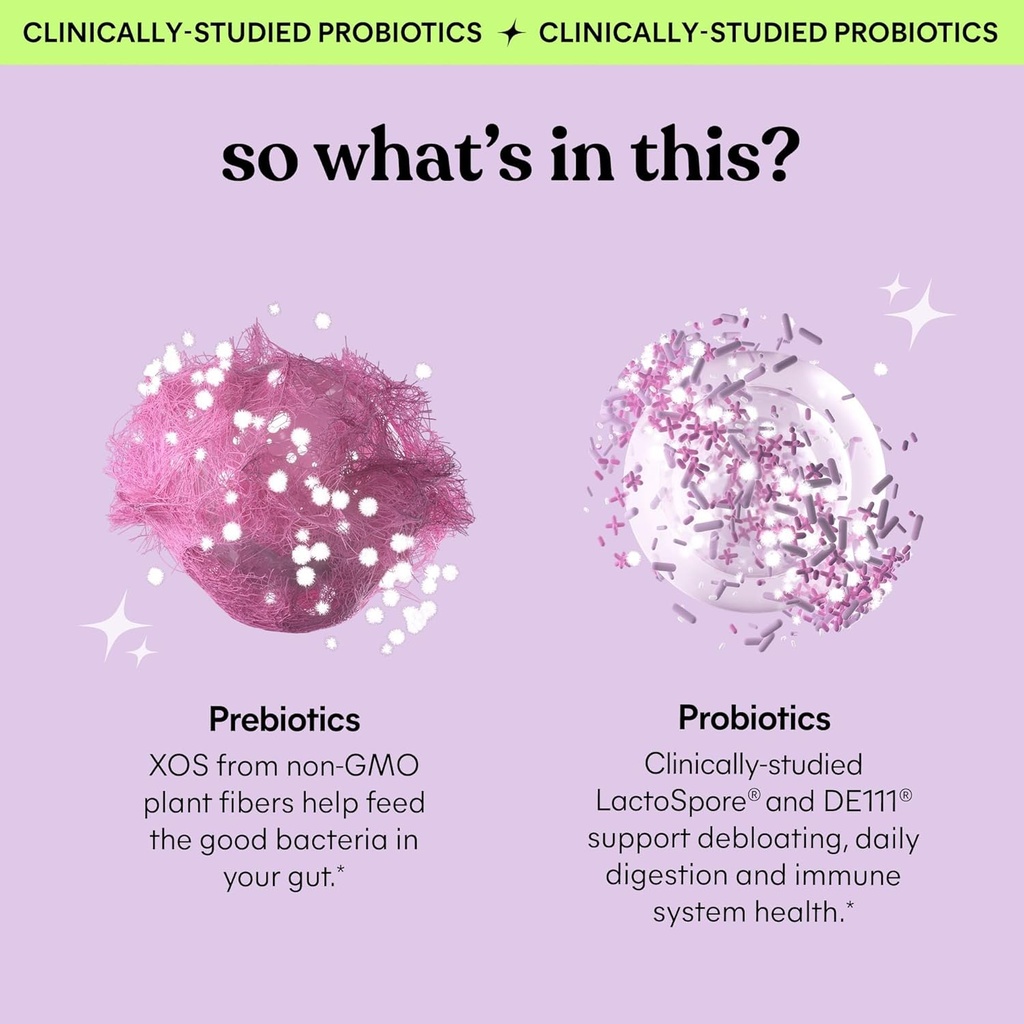 Lemme Debloat - Digestive & Gut Health Gummies with 2 Clinically Studied Probiotics & Prebiotic, Vegetarian, Gluten Free, Non GMO, BlackBerry Flavor (60 Count) (Pack of 2) 5