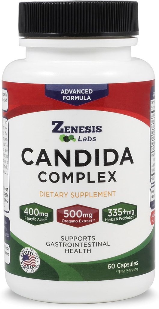 Zenesis Labs Candida Complex Cleanse Detox Caprylic Acid Supplement, Oregano Extract, Probiotics, Enzymes (60 Capsules, 30 Day Supply) 2