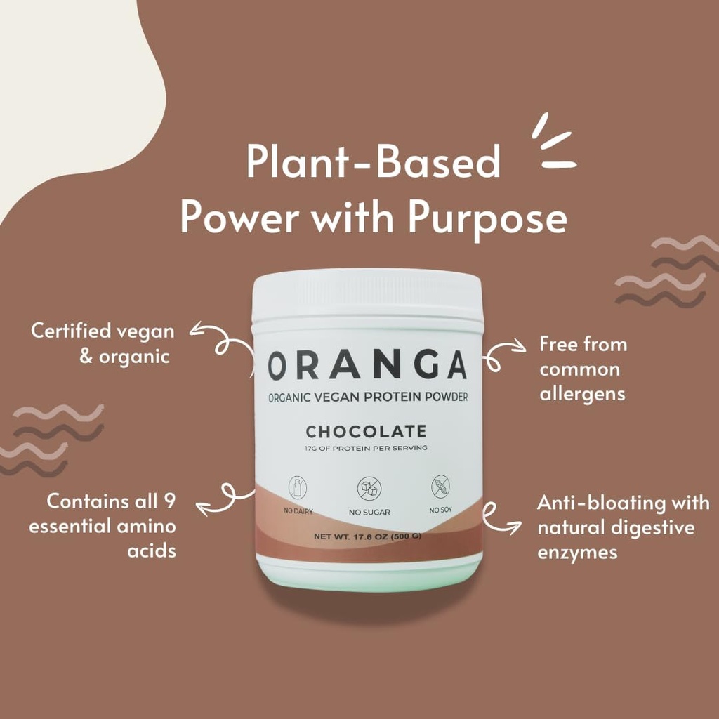 Organic Plant-Based - Rice, Pea, Pumpkin Seed Protein Powder - Chocolate - with Digestive Enzymes, No Additives, Dairy-Free, Soy-Free, Keto-Friendly, Gluten-Free, Non-GMO - 17 Servings (442g) 5